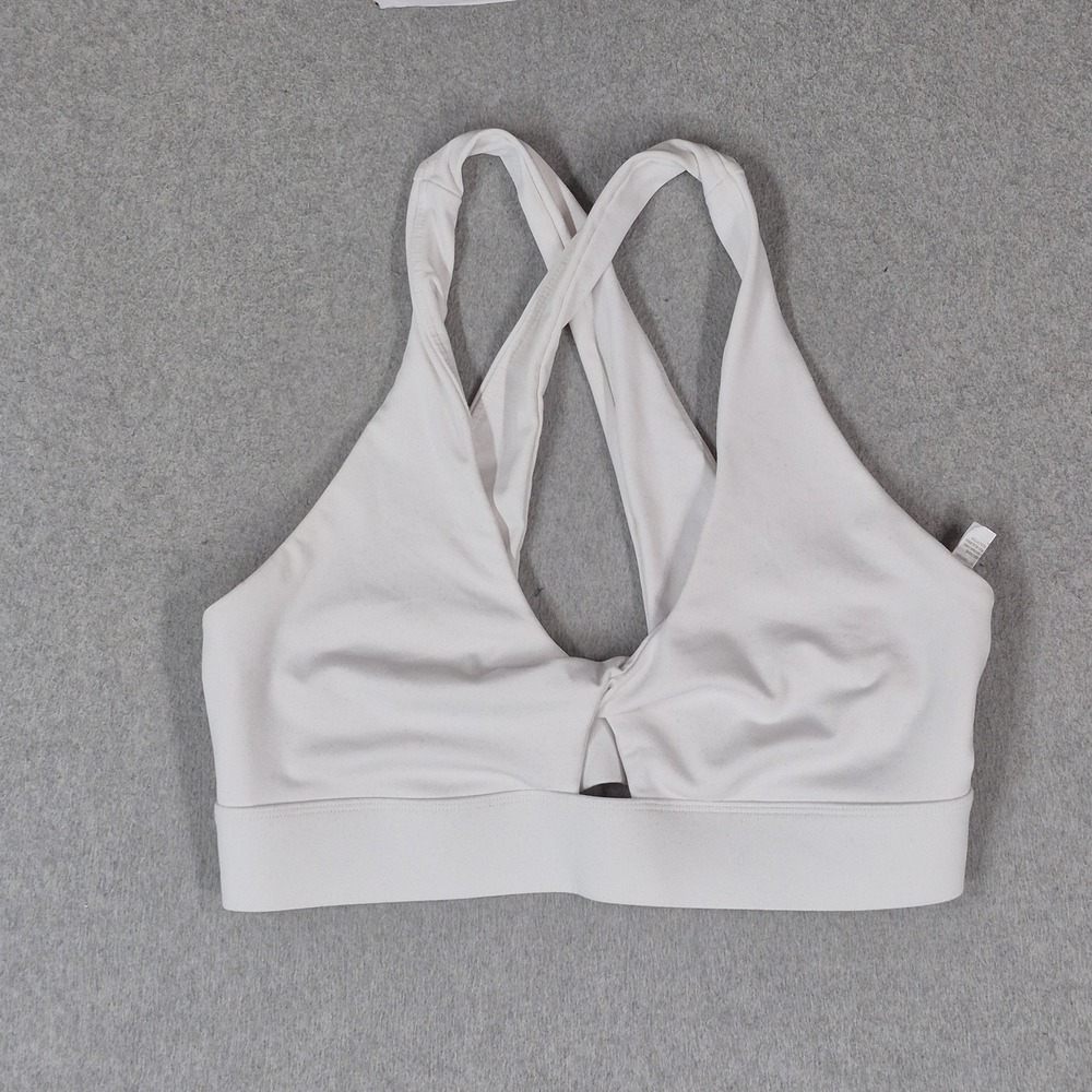 Fabletics Women Sports Bra Large White Wireless Crossback Pullover